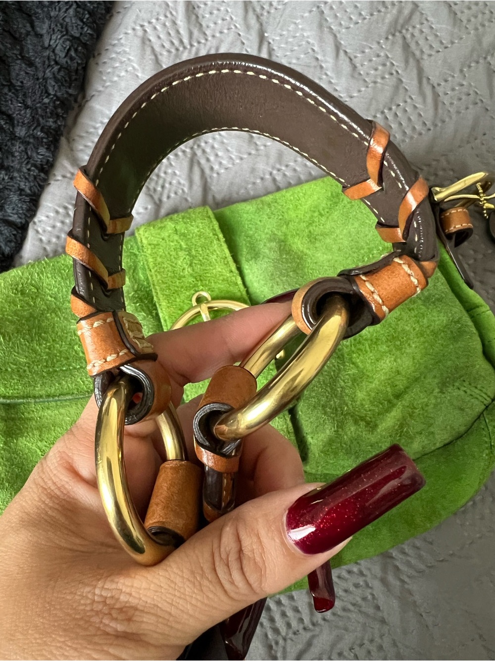 Coach Green Suede Belt-Accent SoHo Shoulder Bag - Picture 7 of 10